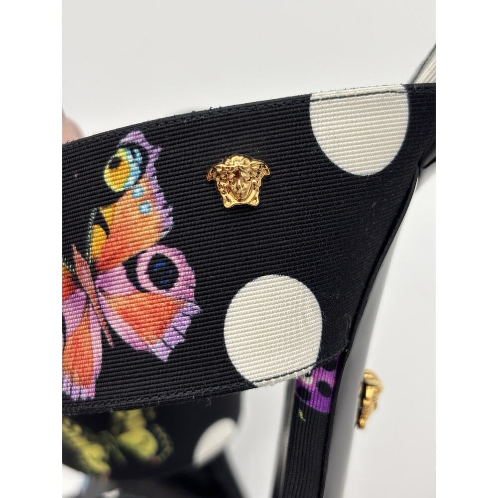 Versace x Dua Lipa Collab Slides Heeled Sandals Size 38.5 / 8.5 Medusa Insignia - Picture 10 of 16